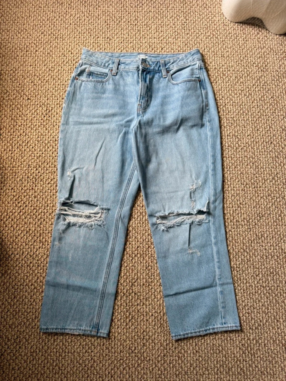 Old Navy curvy blue high-waisted ripped jeans